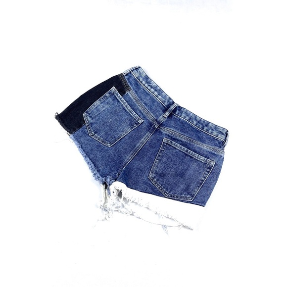 Pacsun High Rise Festival Patchwork Raw Hem Denim Shorts - Picture 4 of 5